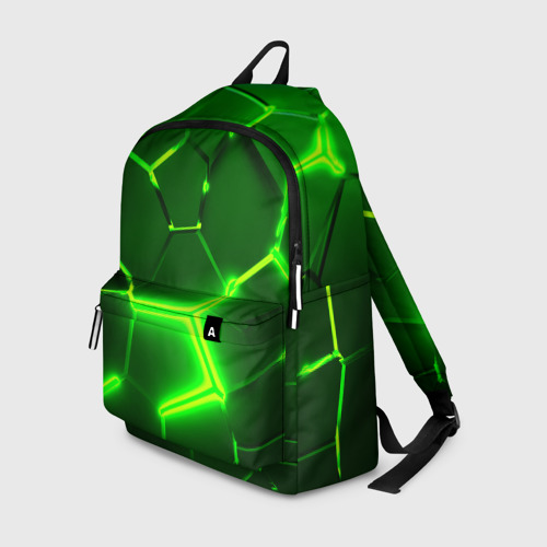 Рюкзак 3D Плиты неоновые: green hexagon - разлом объемный
