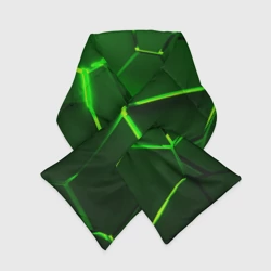 Шарф-пуховик 3D Плиты неоновые: green hexagon - разлом объемный
