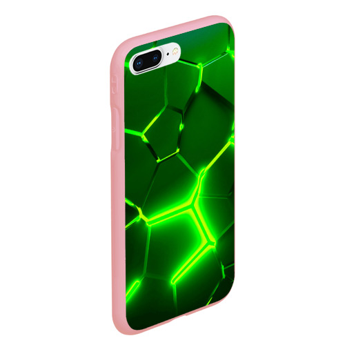 Чехол для iPhone 7Plus/8 Plus матовый Плиты неоновые: green hexagon - разлом объемный, цвет баблгам - фото 3