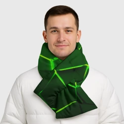 Шарф-пуховик 3D Плиты неоновые: green hexagon - разлом объемный - фото 2