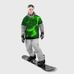 Накидка на куртку 3D Плиты неоновые: green hexagon - разлом объемный - фото 2