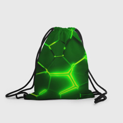 Рюкзак-мешок 3D Плиты неоновые: green hexagon - разлом объемный