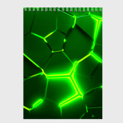 Скетчбук Плиты неоновые: green hexagon - разлом объемный