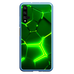 Чехол для Honor 20 Плиты неоновые: green hexagon - разлом объемный
