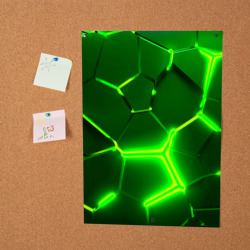 Постер Плиты неоновые: green hexagon - разлом объемный - фото 2