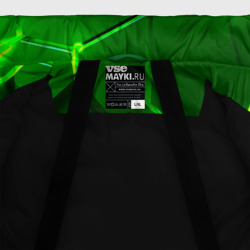 Куртка с принтом Плиты неоновые: green hexagon - разлом объемный для мужчины, вид на модели спереди №4. Цвет основы: черный