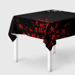 Скатерть 3D Красно белые иероглифы Япония брызги
