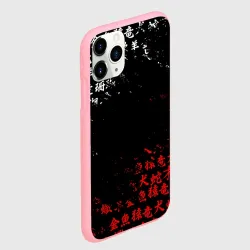 Чехол для iPhone 11 Pro матовый Красно белые иероглифы Япония брызги - фото 2