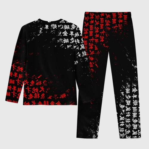 Мужской костюм для дома 3D Красно белые иероглифы Япония брызги - фото 2