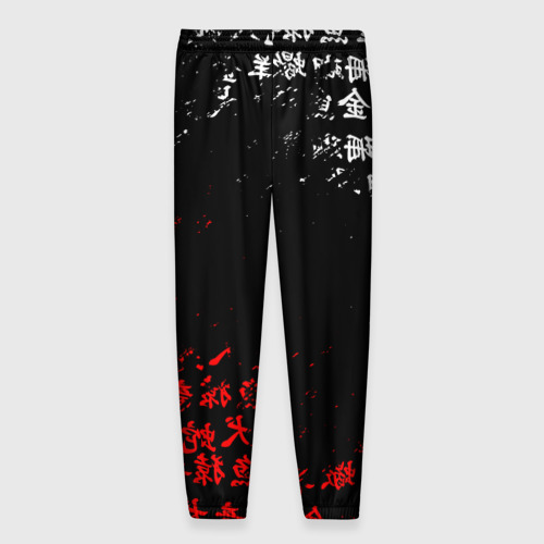 Мужские брюки 3D Красно белые иероглифы Япония брызги, цвет 3D печать - фото 2