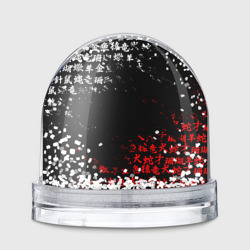 Игрушка Снежный шар Красно белые иероглифы Япония брызги