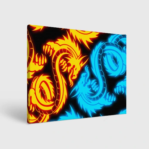 Холст прямоугольный Неоновые драконы neon dragons
