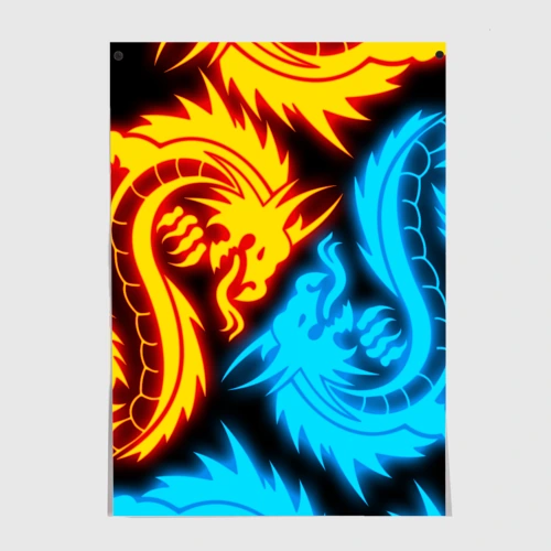 Постер Неоновые драконы neon dragons