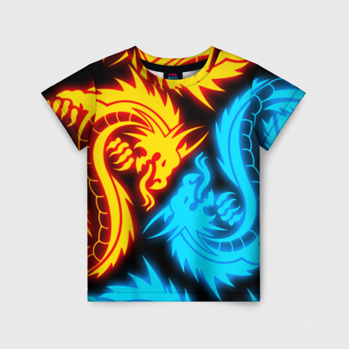Детская футболка 3D Неоновые драконы neon dragons, цвет 3D печать
