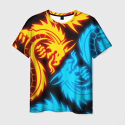 Мужская футболка 3D Неоновые драконы neon dragons