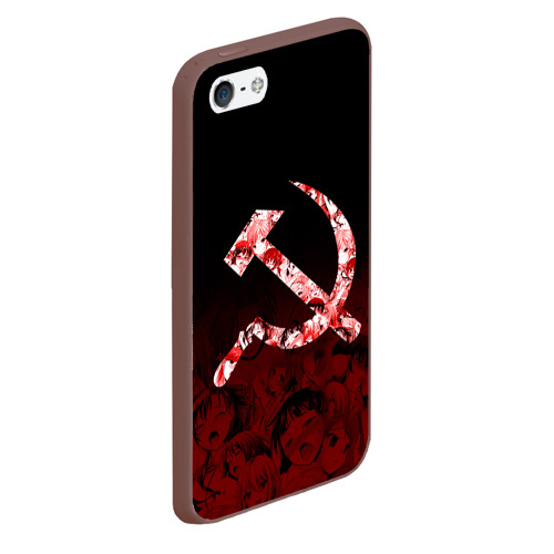 Чехол для iPhone 5/5S матовый СССР ахегао USSR ahegao, цвет коричневый - фото 3