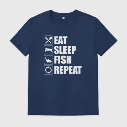 Мужская футболка хлопок Есть. Спать. Рыбалка. Повторить