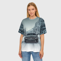 Женская футболка oversize 3D Лексус - зимняя дорога! - фото 2