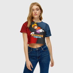 Женская футболка Crop-top 3D Rayman на абстрактном фоне - фото 2