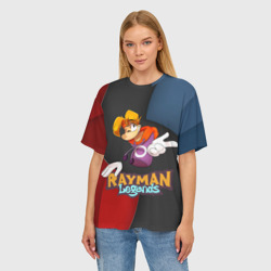 Женская футболка oversize 3D Rayman на абстрактном фоне - фото 2