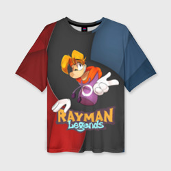 Женская футболка oversize 3D Rayman на абстрактном фоне