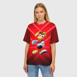 Женская футболка oversize 3D  Rayman red run - фото 2