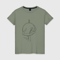 Женская футболка хлопок Воздушная гимнастика с обручем
