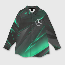 Женская рубашка oversize 3D Mercedes-Benz AMG neon stripes petronas