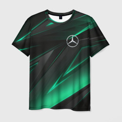 Мужская футболка 3D Mercedes-Benz AMG neon stripes petronas