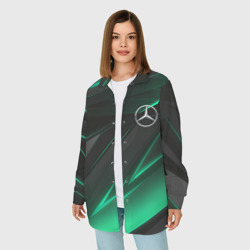 Женская рубашка oversize 3D Mercedes-Benz AMG neon stripes petronas - фото 2