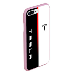 Чехол для iPhone 7Plus/8 Plus матовый Тесла - Tesla красная линия минимализм - фото 2