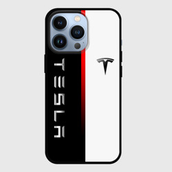 Чехол для iPhone 13 Pro Тесла - Tesla красная линия минимализм