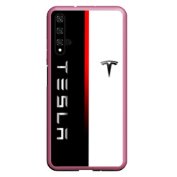 Чехол для Honor 20 Тесла - Tesla красная линия минимализм