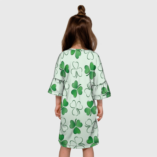Детское платье 3D с принтом Трехлистный клевер День Св Патрика, вид сзади #2
