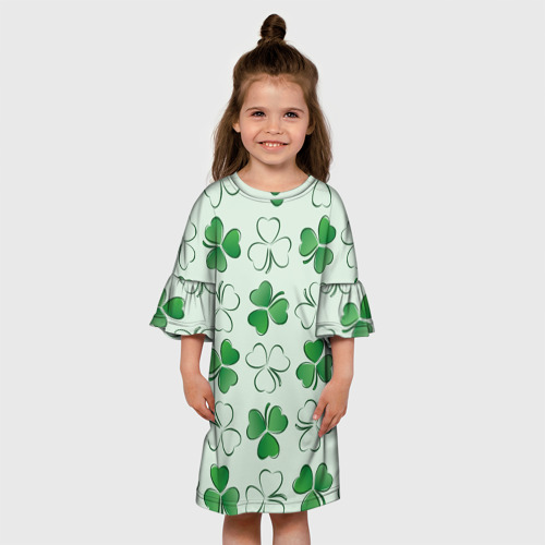 Детское платье 3D с принтом Трехлистный клевер День Св Патрика, вид сбоку #3