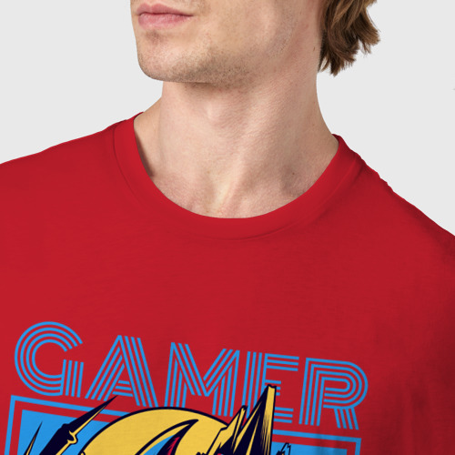 Мужская футболка хлопок Космический ребёнок геймер, цвет красный - фото 6
