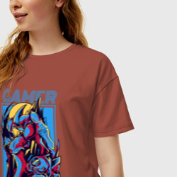 Женская футболка хлопок Oversize Космический ребёнок геймер - фото 2