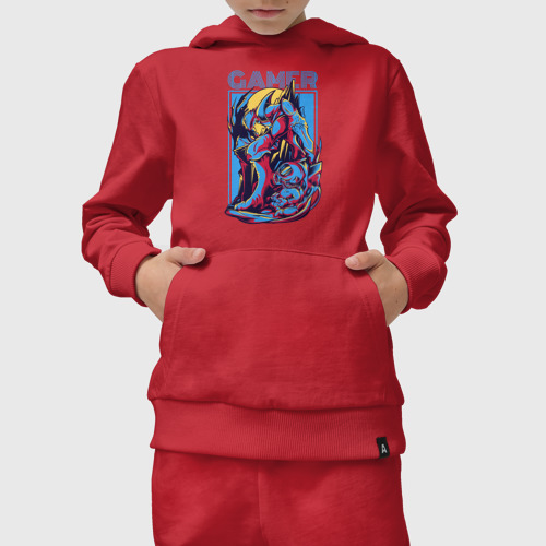 Детский костюм с толстовкой хлопок Космический ребёнок геймер, цвет красный - фото 5