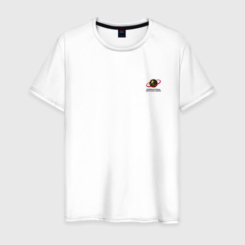 Мужская футболка из хлопка с принтом Биатлон международный союз биатлонистов, вид спереди №1