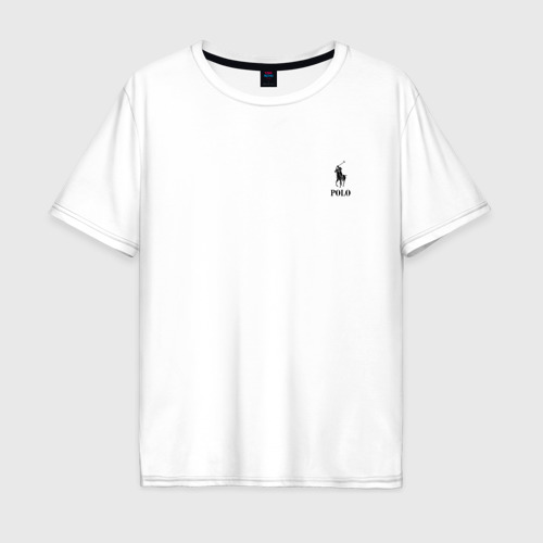 Мужская футболка из хлопка оверсайз с принтом Поло Конный спорт, вид спереди №1