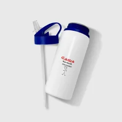 Бутылка для воды с трубочкой Саша - клевый папаша - фото 2