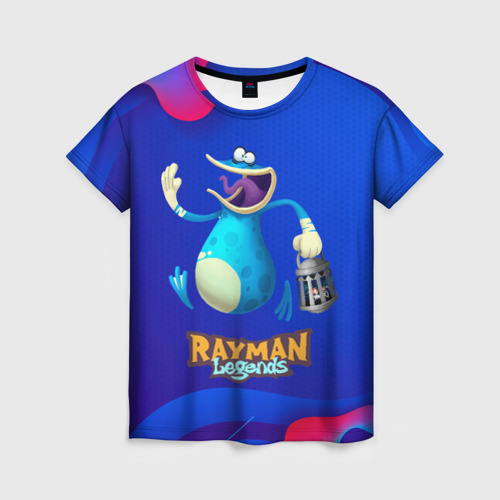 Женская футболка 3D с принтом Синий globox Rayman, вид спереди #2