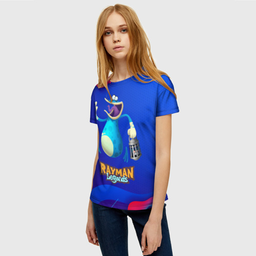 Женская футболка 3D с принтом Синий globox Rayman, фото на моделе #1