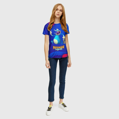 Женская футболка 3D с принтом Синий globox Rayman, вид сбоку #3