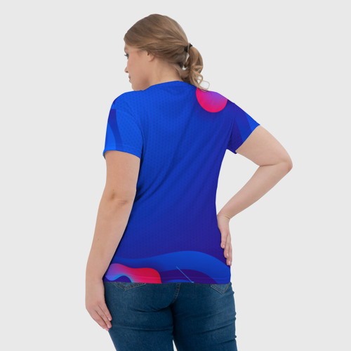 Женская футболка 3D с принтом Синий globox Rayman, вид сзади #2