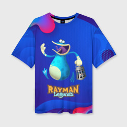 Женская футболка oversize 3D Синий globox Rayman