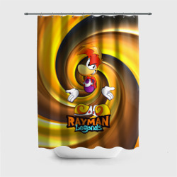 Штора 3D для ванной Rayman Legends на фоне желтой спирали