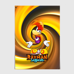 Постер Rayman Legends на фоне желтой спирали