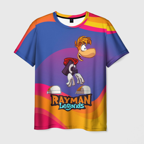 Мужская футболка с принтом Rayman абстрактные волны, вид спереди №1
