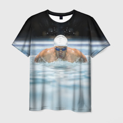 Мужская футболка 3D Плавание Пловец